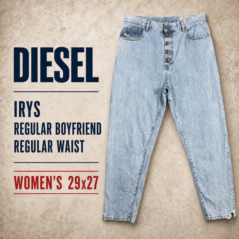 Diesel Irys‎ Light Wash Regular Boyfriend Jeans Button Fly Women 29x27